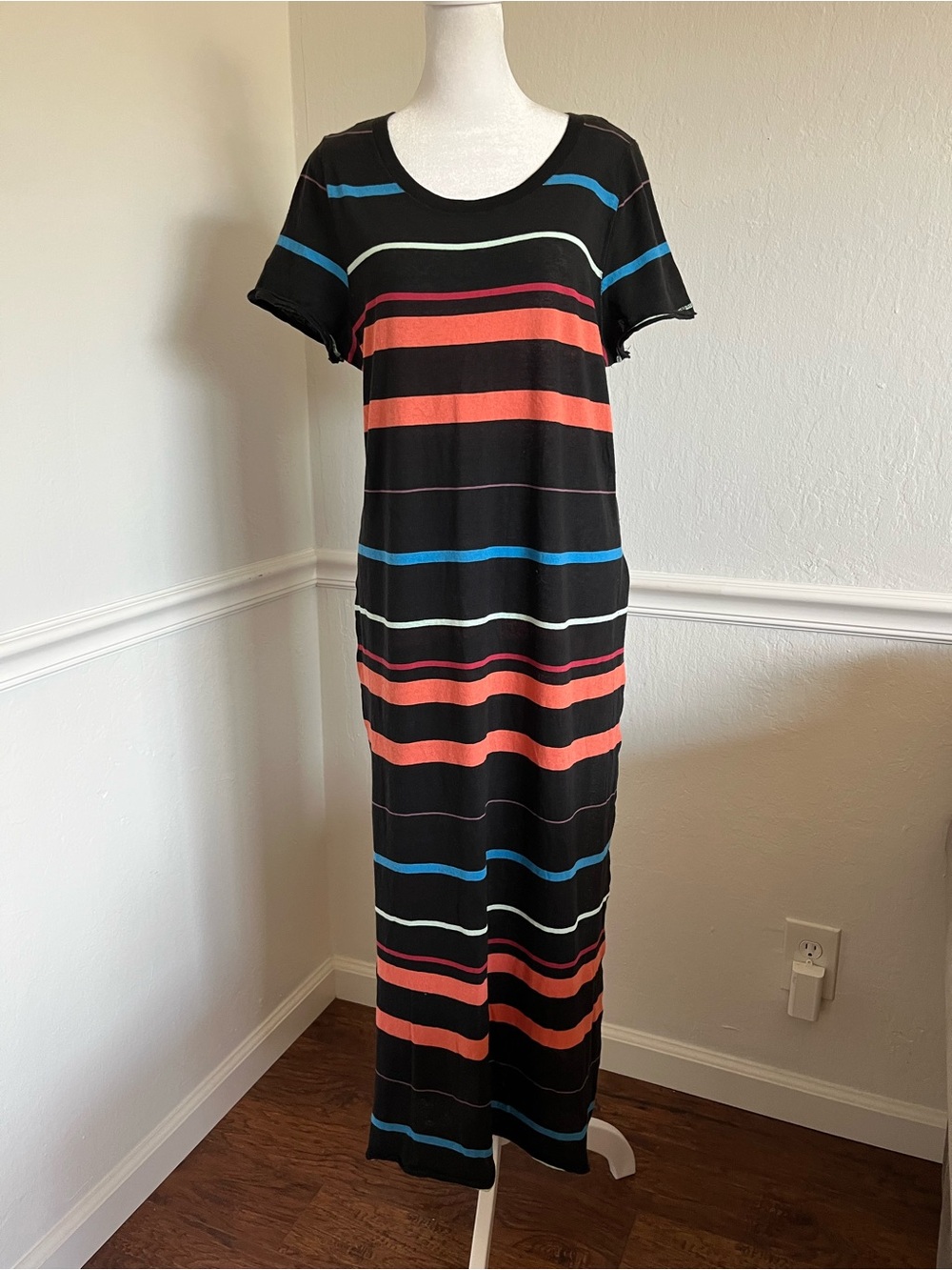 Free People Black Striped Maxi Dress/Top with long side slits